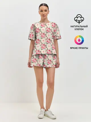 Женская пижама с шортами / полевые цветочки