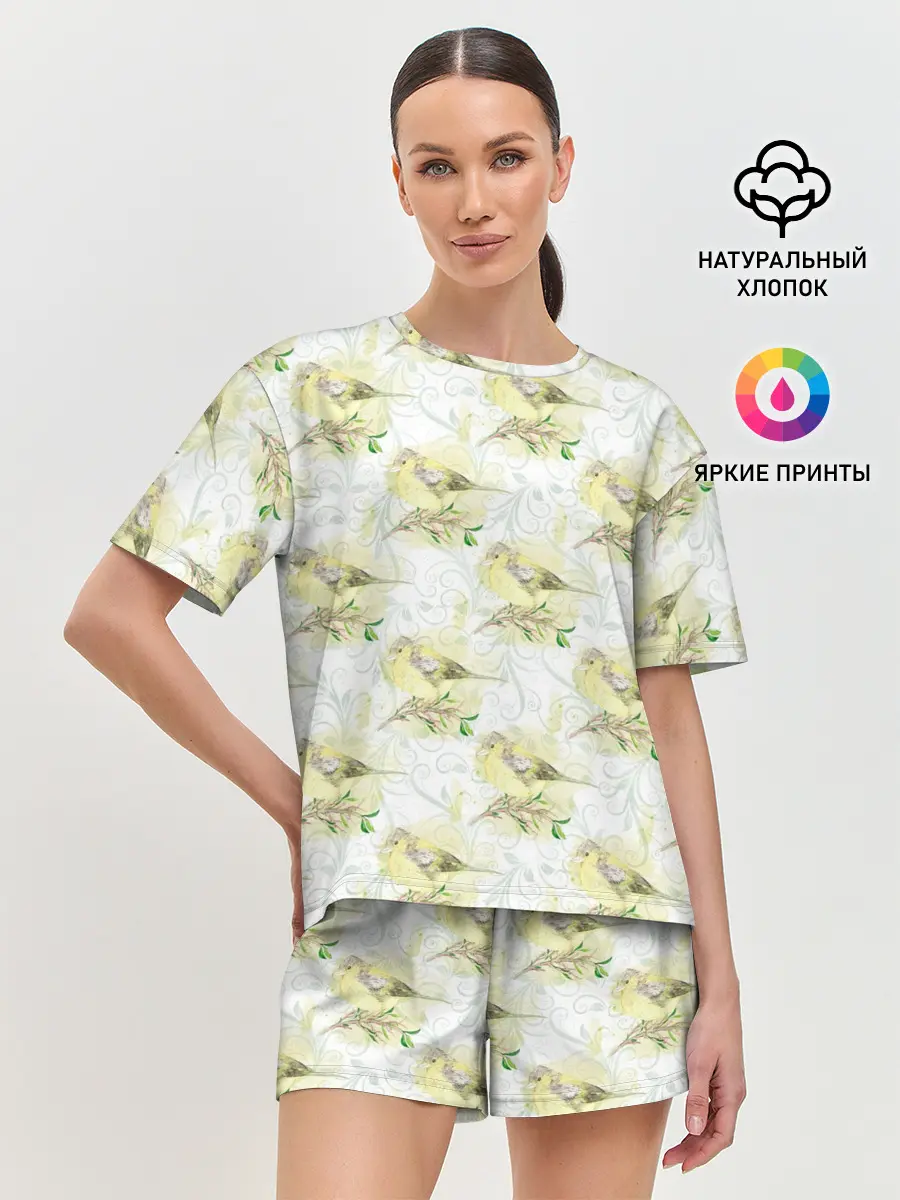 Женская пижама с шортами / Маленькие птички