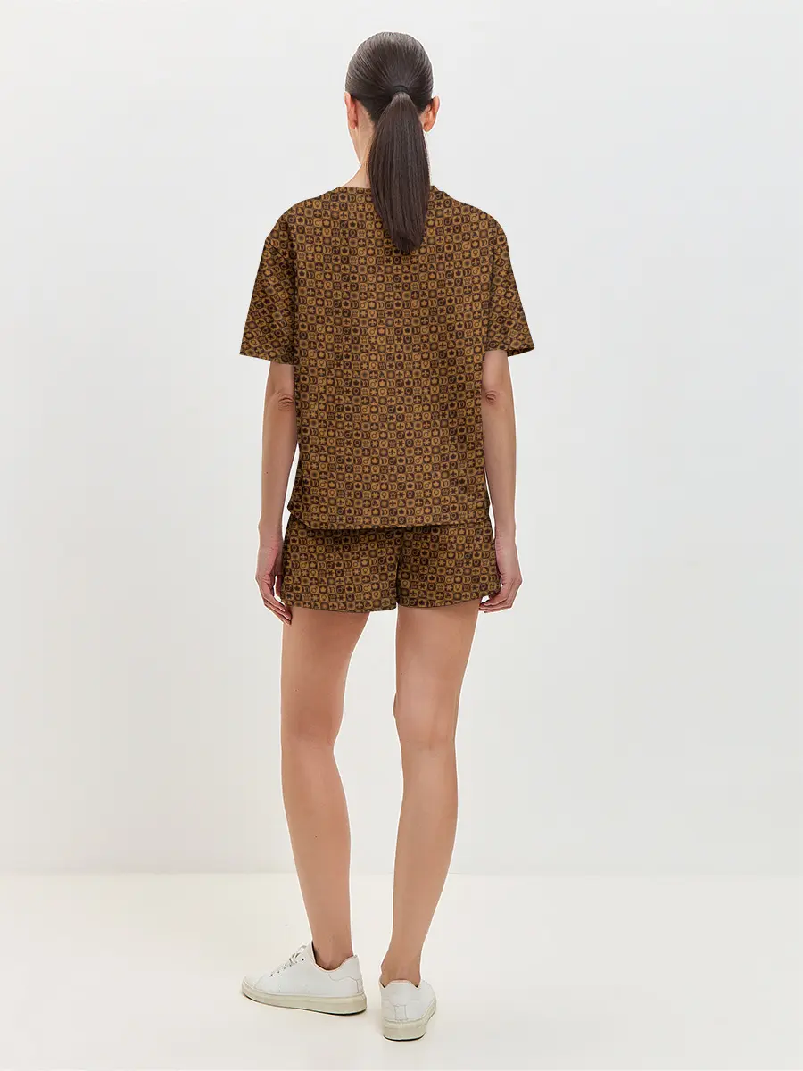 Женская пижама с шортами / Brown & Gold