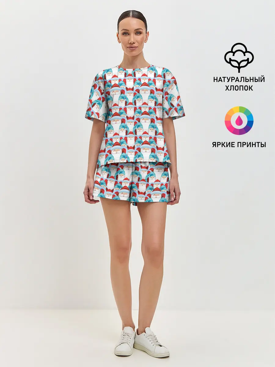 Женская пижама с шортами / Дедушки Морозы