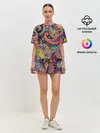 Женская пижама с шортами / Яркий красочный узор