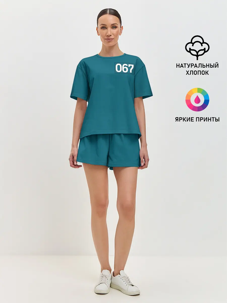 Женская пижама с шортами / Игра в кальмара | Номер на спине