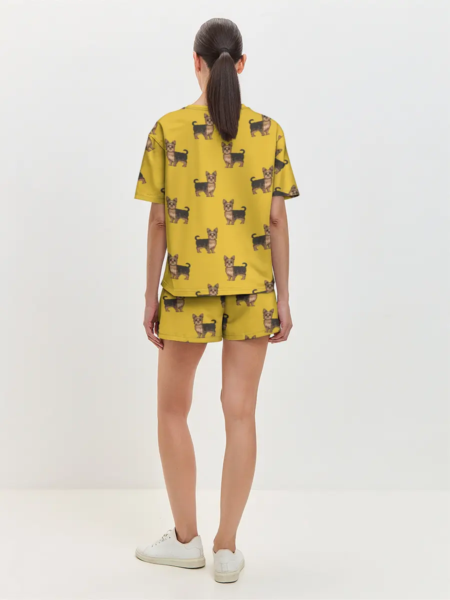 Женская пижама с шортами / Йоркширский терьер паттерн