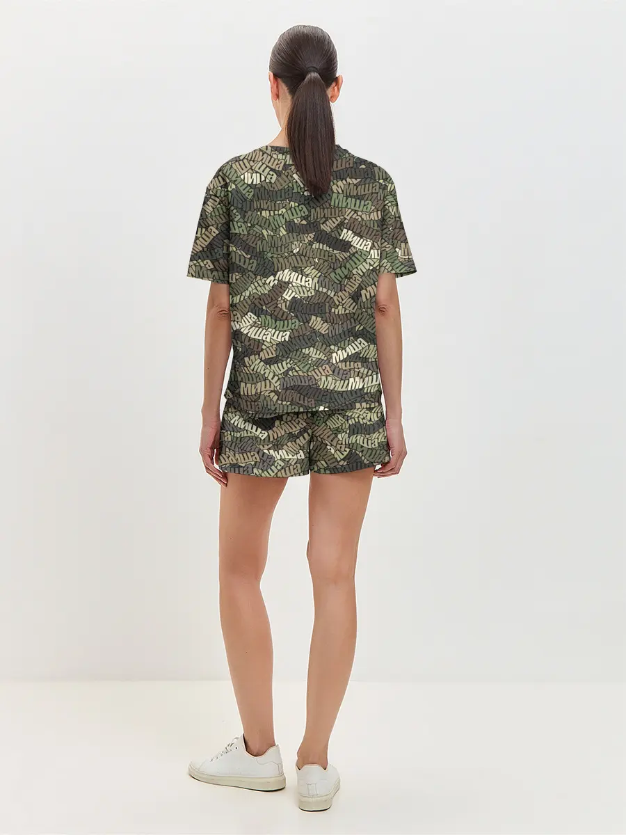 Женская пижама с шортами / Именной камуфляж Миша