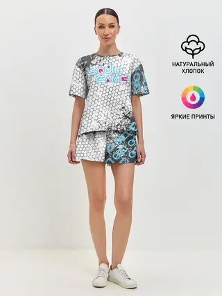 Женская пижама с шортами / Игра в кальмара Неон