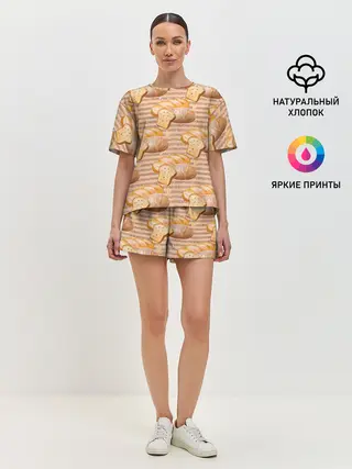 Женская пижама с шортами / Выпечка - хлеб и булочки