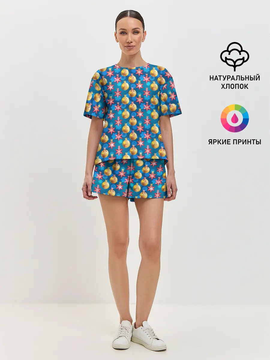 Женская пижама с шортами / Новогодние Украшения