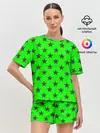 Женская пижама с шортами / звездный фон зеленый