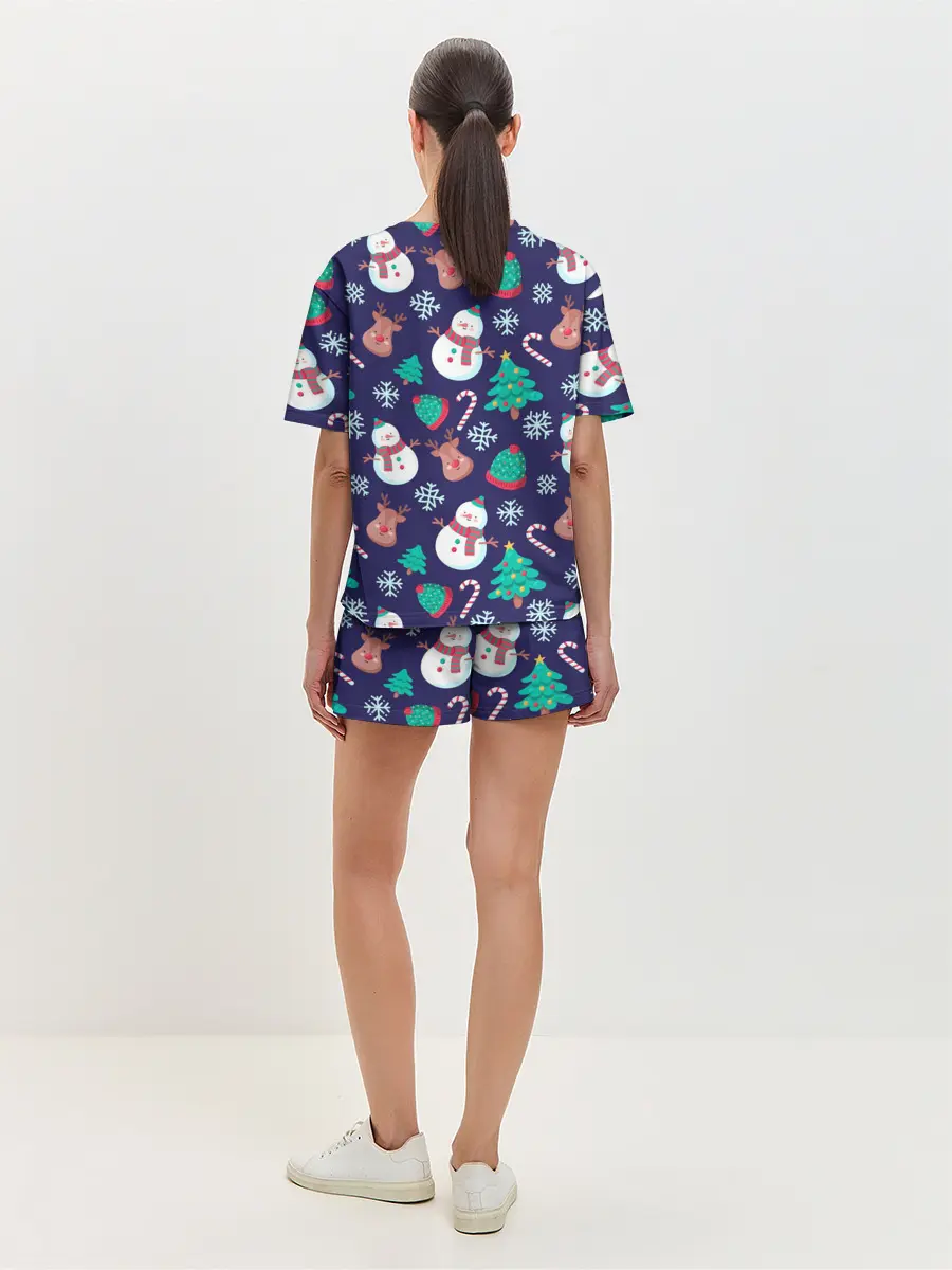 Женская пижама с шортами / Рождественский Паттерн!