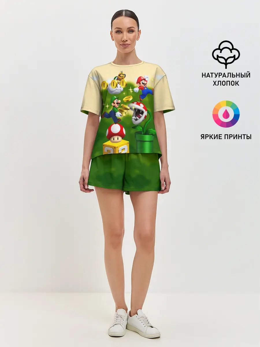 Женская пижама с шортами / Mario Coins