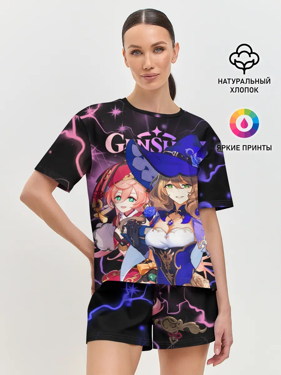 Женская пижама с шортами / Янь Фэй и Лиза, Genshin Impact