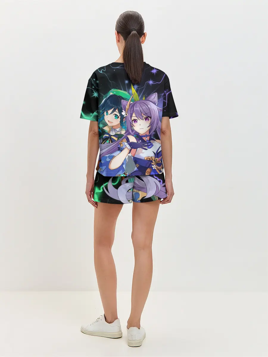 Женская пижама с шортами / Венти и Кэ Цин, Genshin Impact
