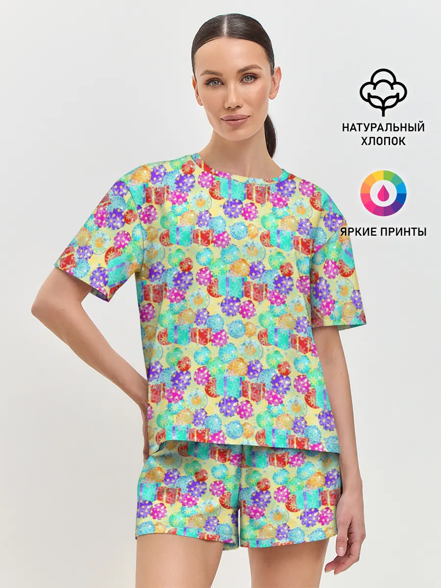 Женская пижама с шортами / Новогодние Игрушки и Подарки