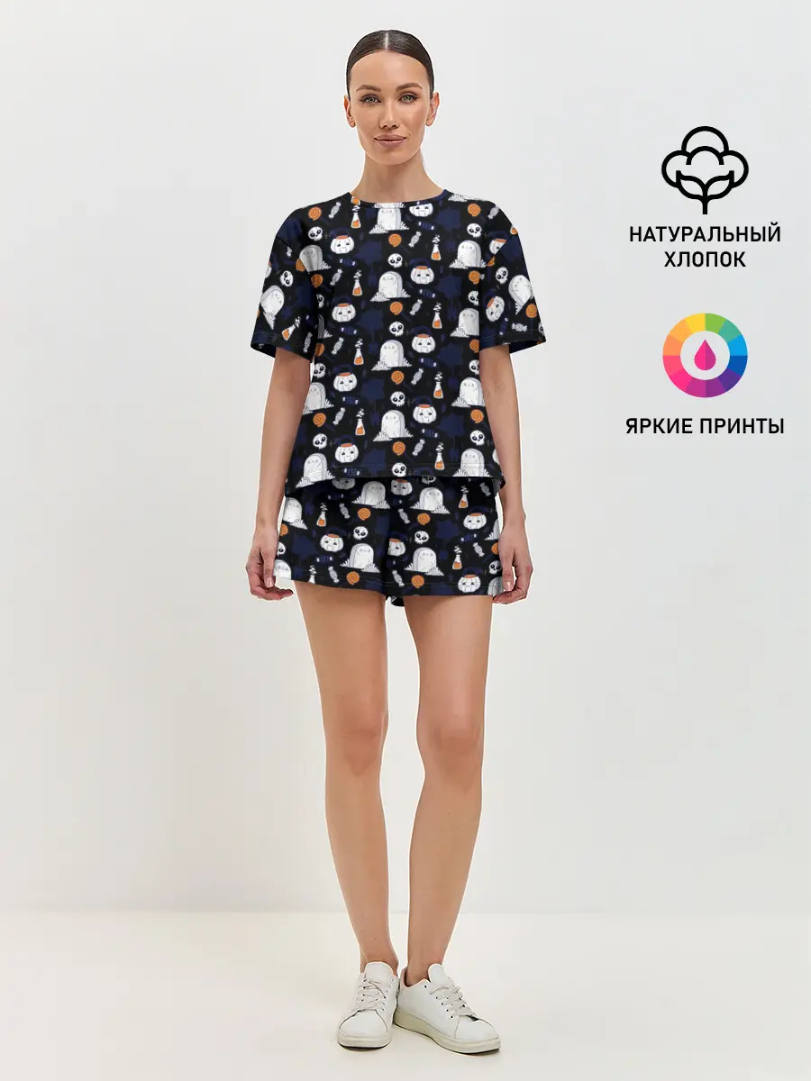 Женская пижама с шортами / Patern Halloween 7