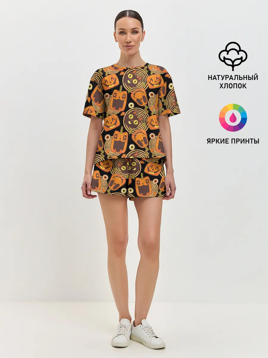 Женская пижама с шортами / Patern Halloween 10