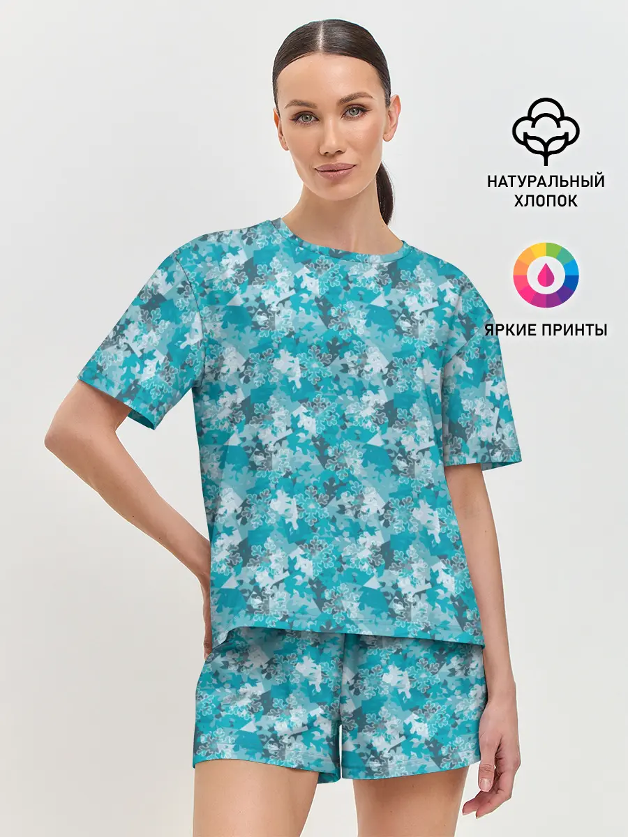 Женская пижама с шортами / Снежный Дизайн