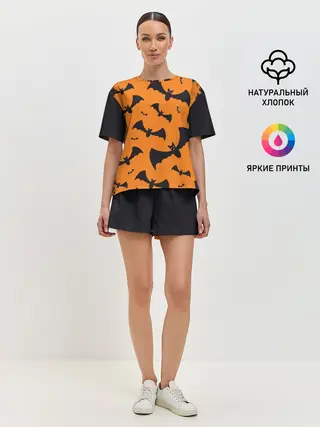 Женская пижама с шортами / ЛЕТУЧАЯ МЫШЬ В ДЕНЬ ХЭЛЛОУИНА