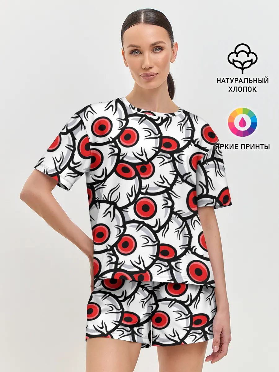 Женская пижама с шортами / HALLOWEEN EYES / ХЕЛЛОУИН ГЛАЗА