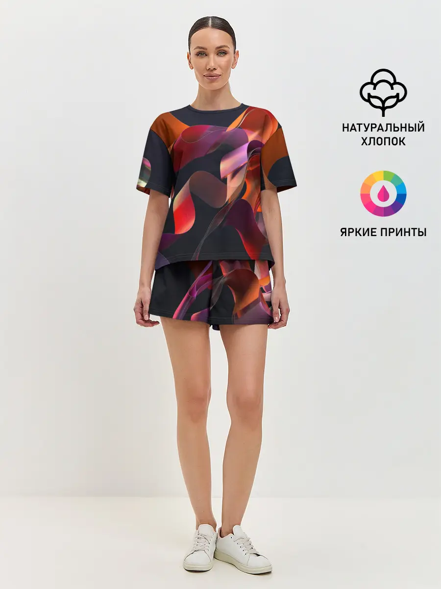 Женская пижама с шортами / Абстрактные ленты