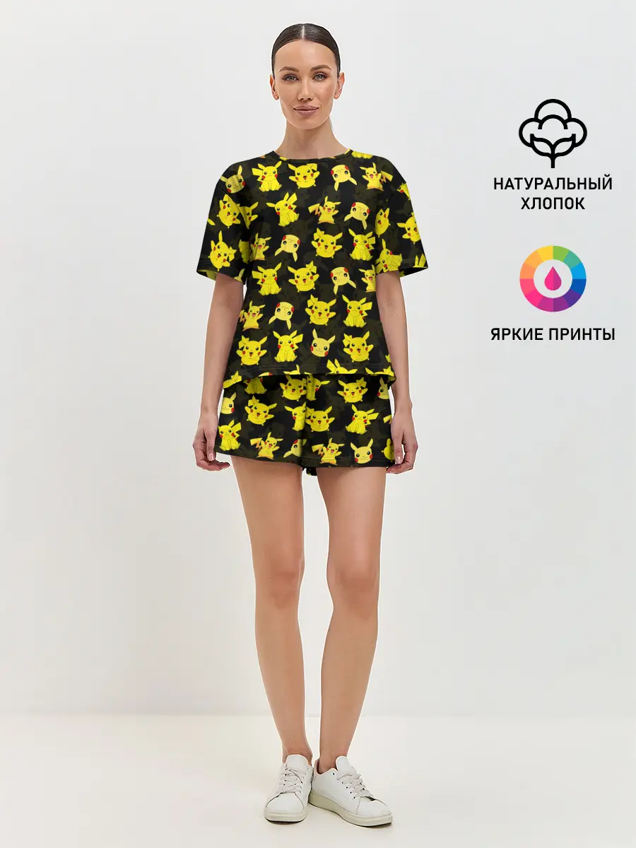 Женская пижама с шортами / ПИКАЧУ ПАТТЕРН / PIKA PIKACHU /
