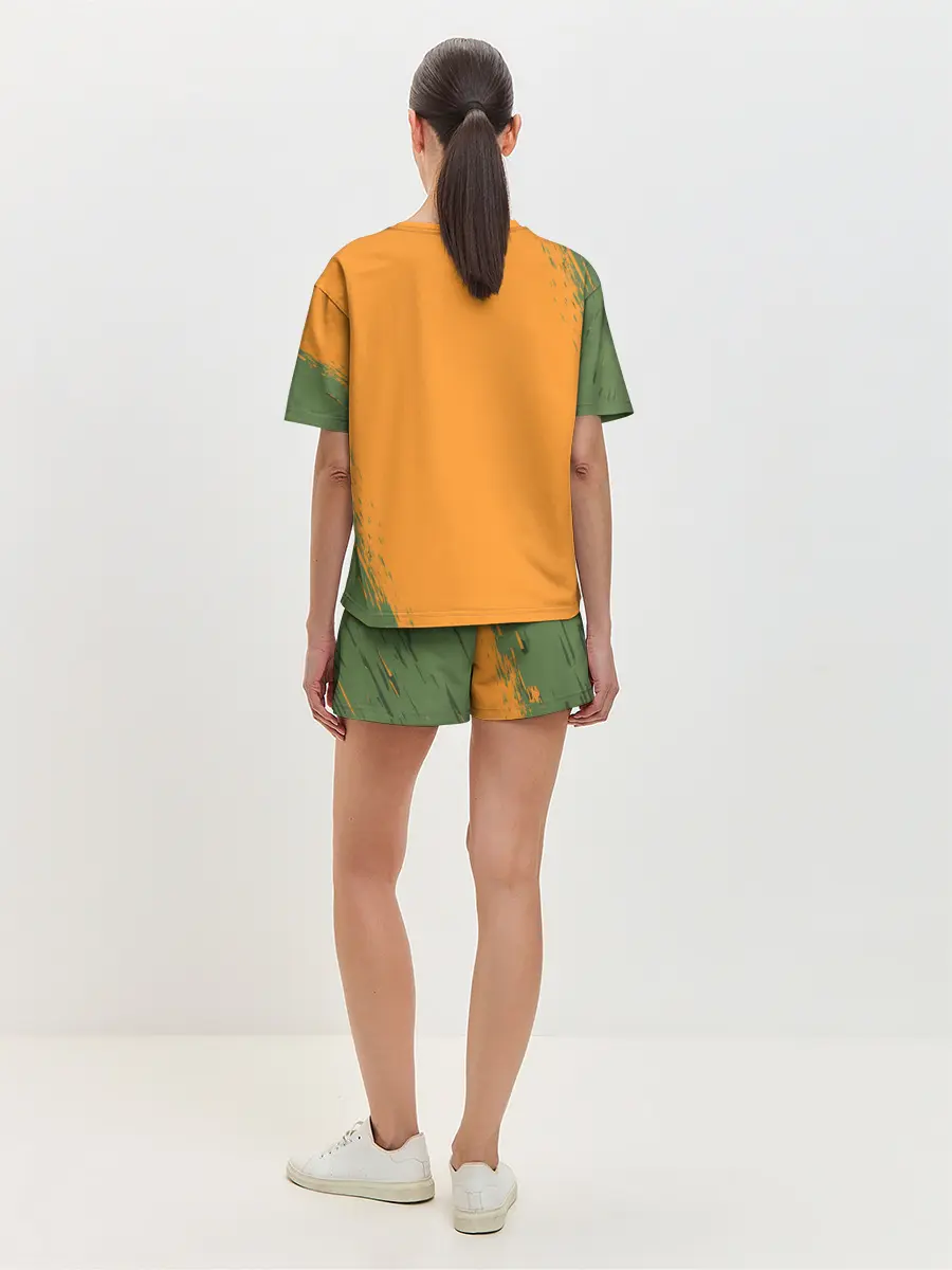 Женская пижама с шортами / Т-Рекс с тыквой в пасте | Хэллоуин