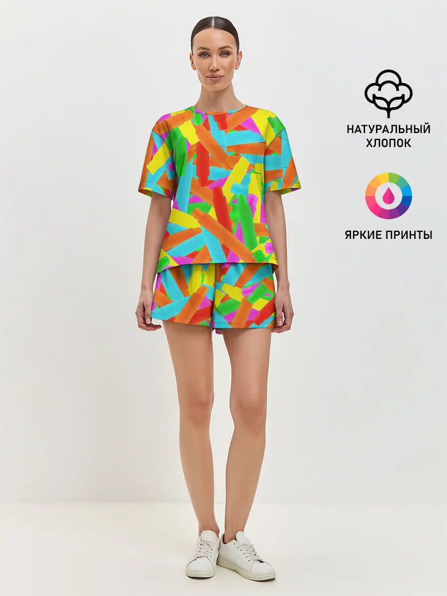 Женская пижама с шортами / Фон Цветные трубки Pop Tubes, Поп тубус