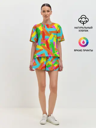 Женская пижама с шортами / Фон Цветные трубки Pop Tubes, Поп тубус