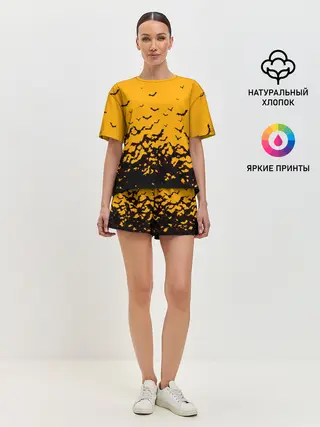 Женская пижама с шортами / ХЕЛЛОУИНСКИЕ ЛЕТУЧИЕ МЫШИ