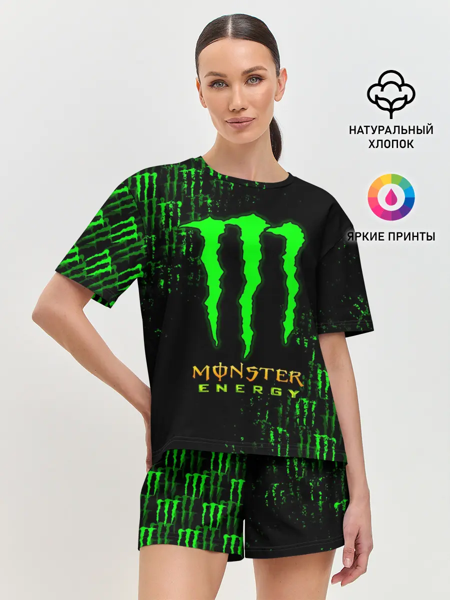 Женская пижама с шортами / MONSTER ENERGY NEON | МОНСТЕР НЕОН