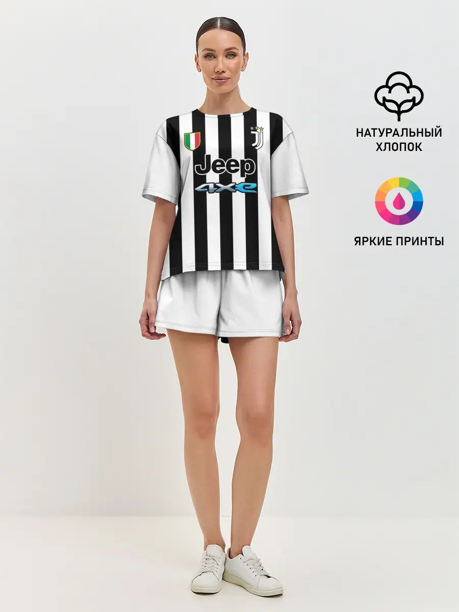 Женская пижама с шортами / Форма Ювентуса домашняя 2021/2022