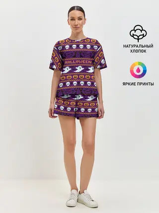 Женская пижама с шортами / Хэллоуинский Свитер