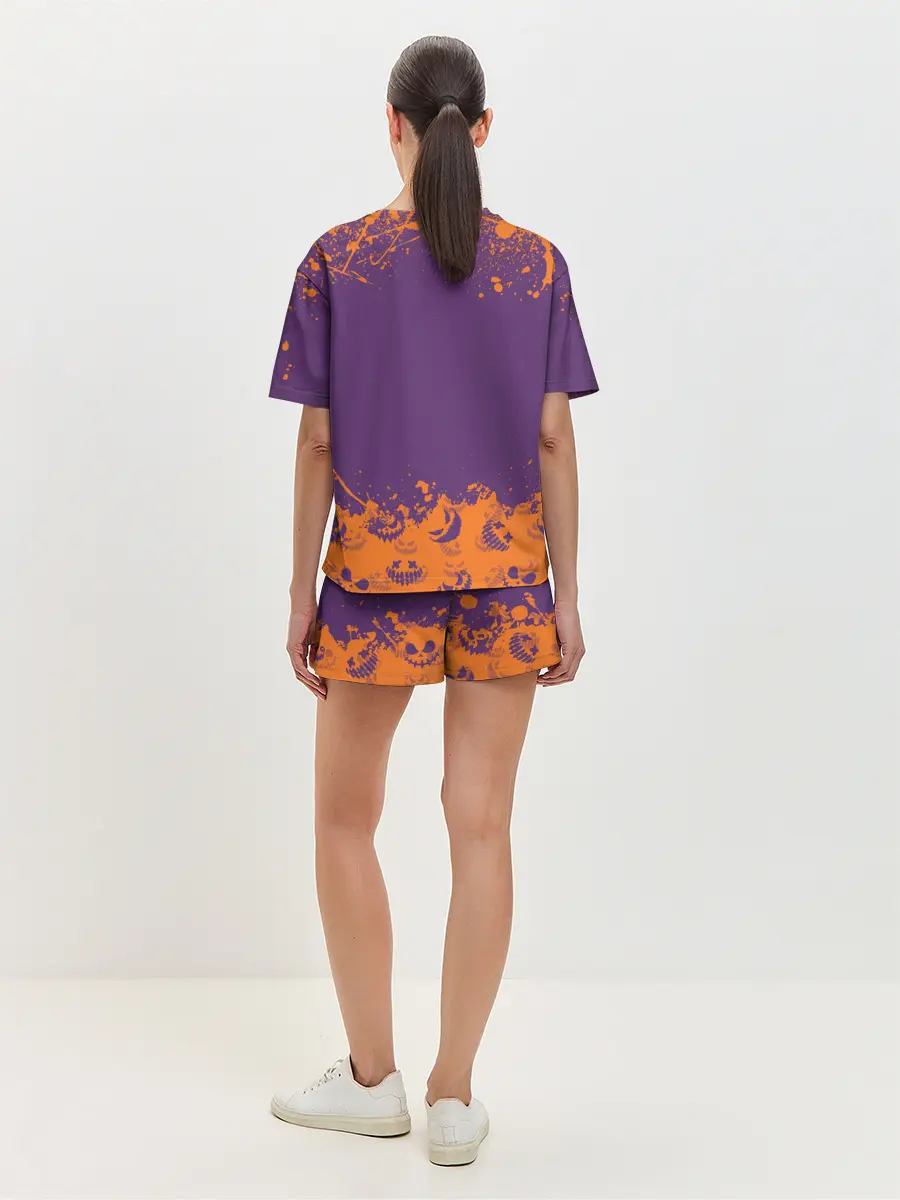 Женская пижама с шортами / МОПС НА ХЭЛЛОУИН