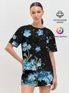 Женская пижама с шортами / Букет голубых цветов