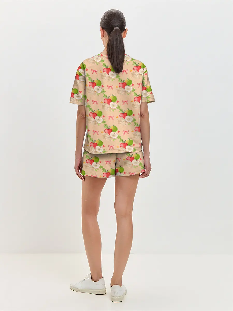 Женская пижама с шортами / Яблоки паттерн