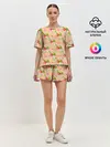 Женская пижама с шортами / Яблоки паттерн