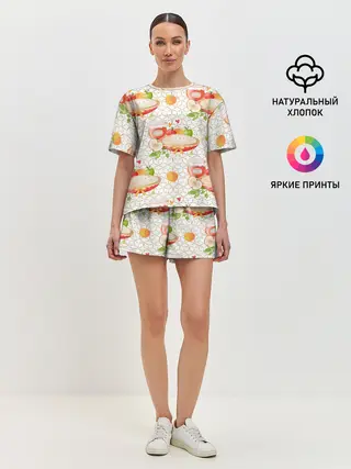 Женская пижама с шортами / Яблочный пирог
