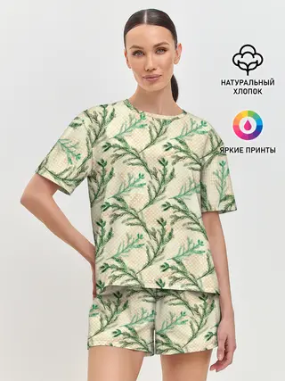 Женская пижама с шортами / Ель новогодняя