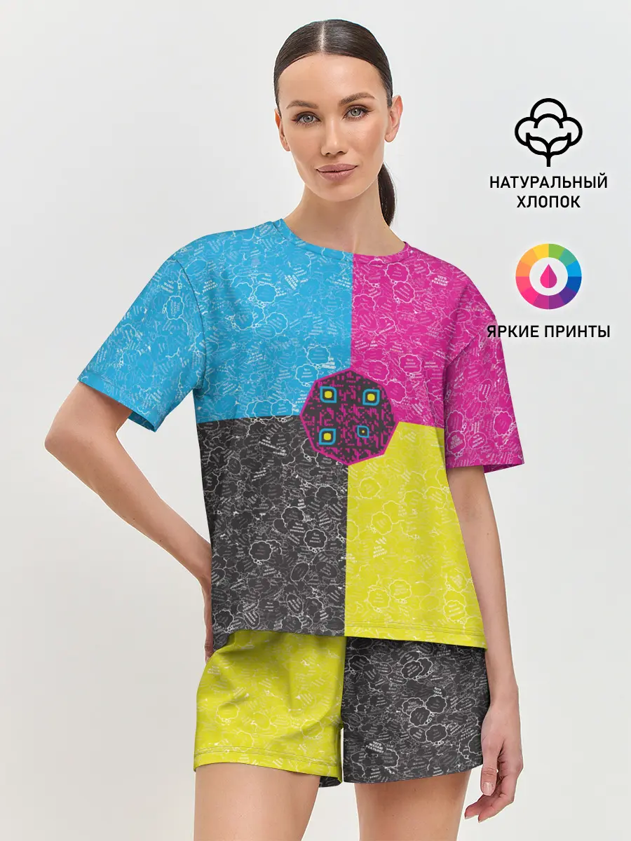 Женская пижама с шортами / Октагон на фоне АПВ 4.1.14