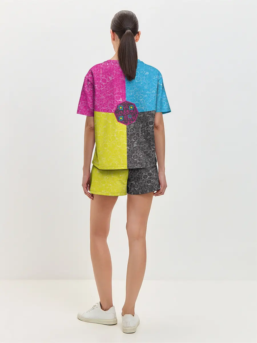 Женская пижама с шортами / Октагон на фоне АПВ 4.1.14