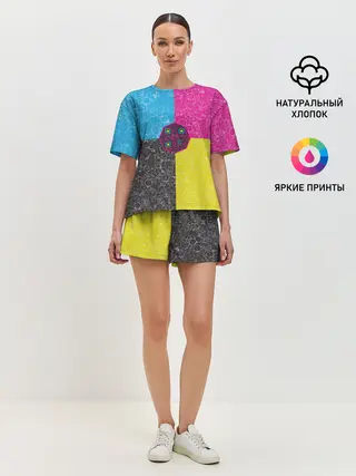 Женская пижама с шортами / Октагон на фоне АПВ 4.1.14