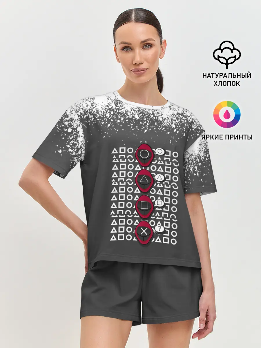 Женская пижама с шортами / КТО КРЕСТ | ИГРА В КАЛЬМАРА