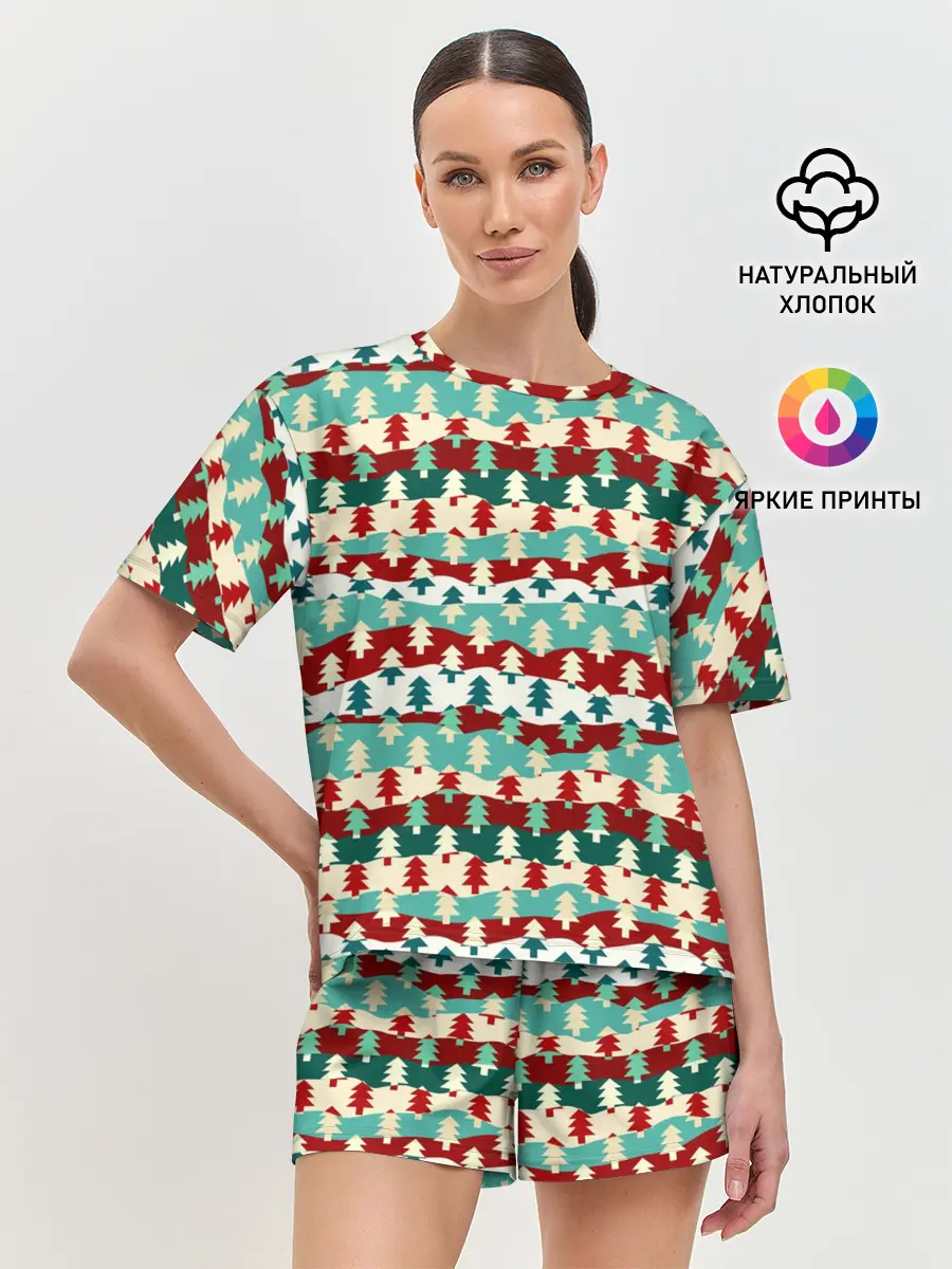 Женская пижама с шортами / Ёлочки
