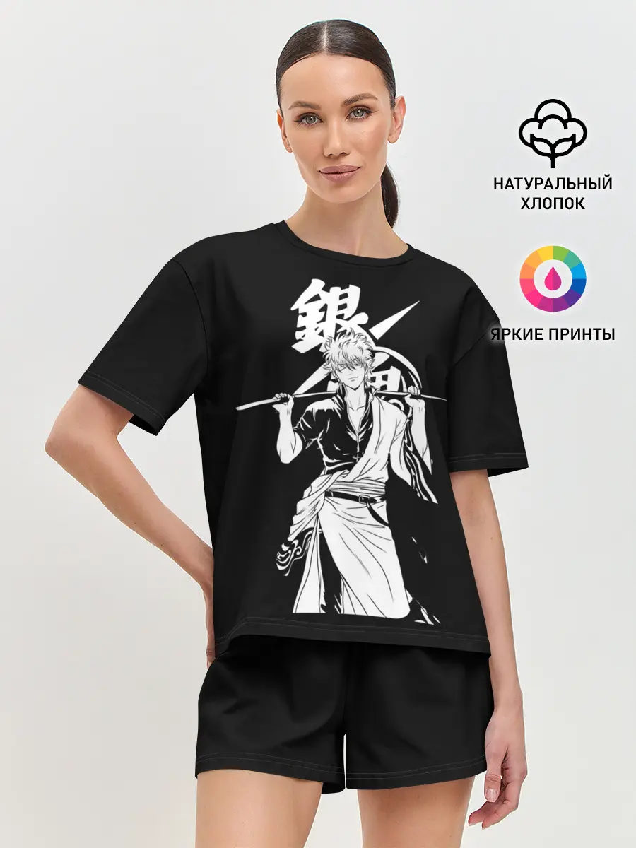 Женская пижама с шортами / Гинтоки Саката держит меч Гинтама