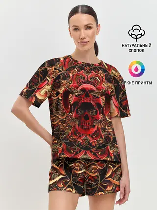 Женская пижама с шортами / Череп красного демона