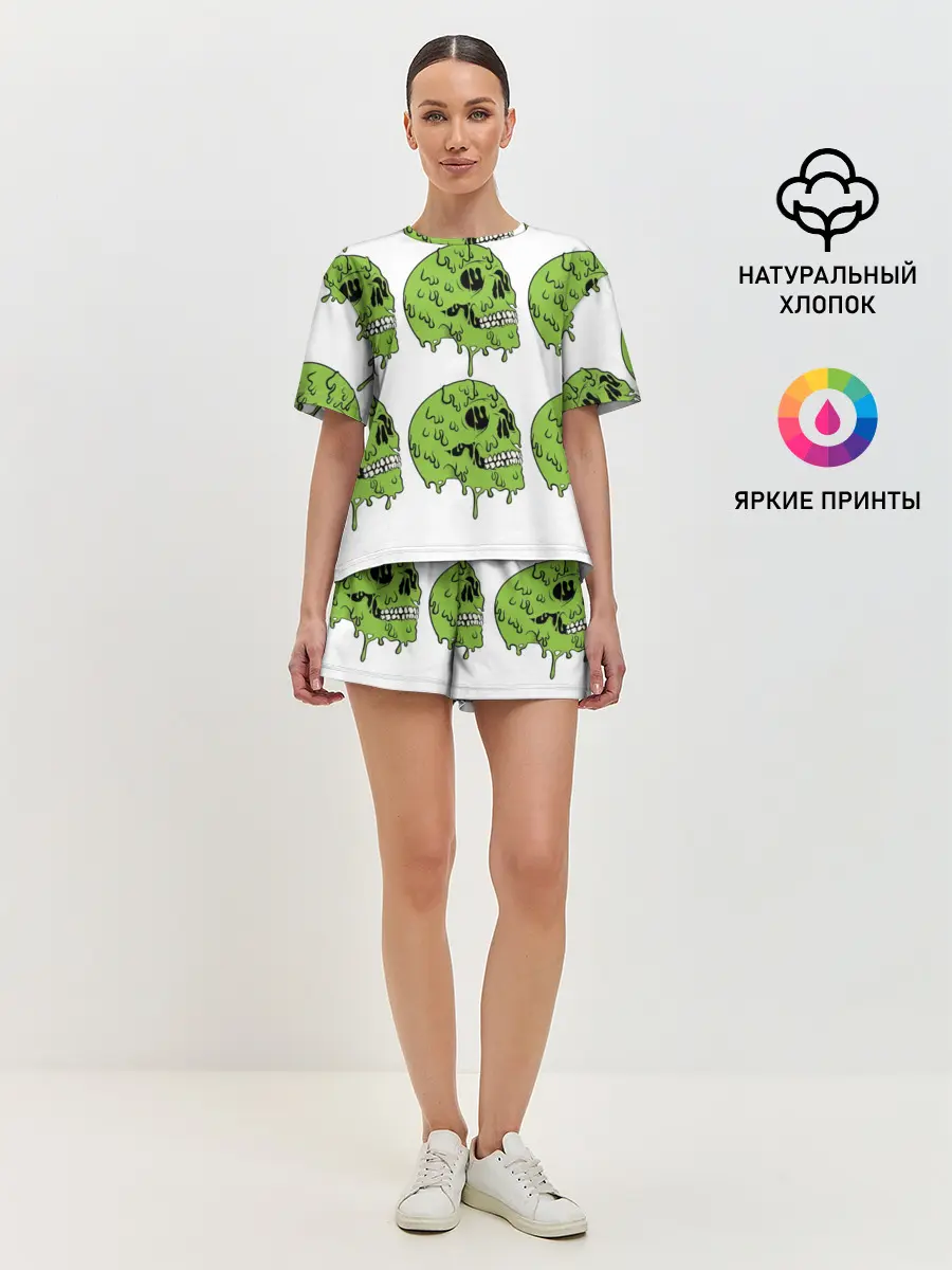 Женская пижама с шортами / Кислотный Череп!)