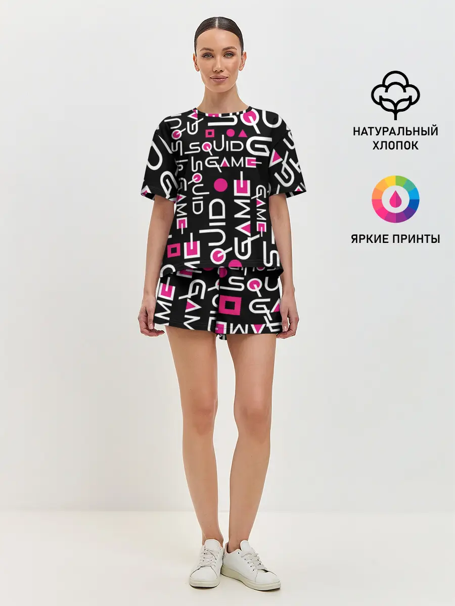 Женская пижама с шортами / SQUID GAME ЛОГО PINK