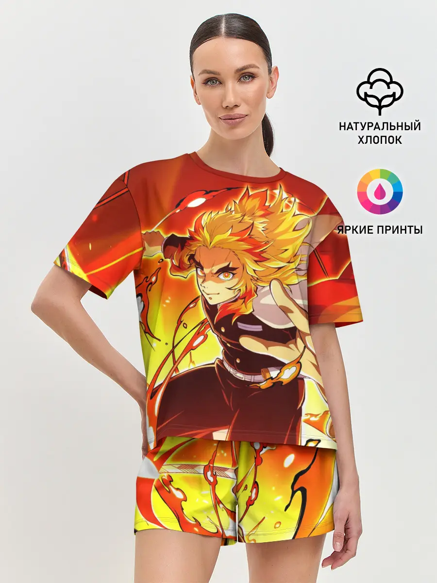 Женская пижама с шортами / Ренгоку Кёджуро, Клинок рассекающий демонов