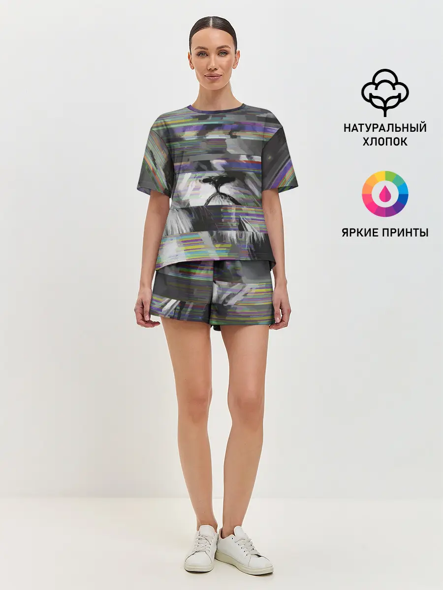 Женская пижама с шортами / Glitch lion 2020