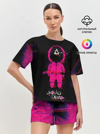 Женская пижама с шортами / Игра в кальмара глитч