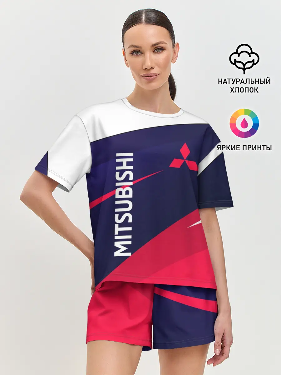 Женская пижама с шортами / MITSUBISHI ТРИКОЛОР